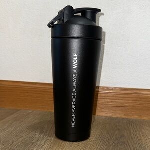 Never Average Always A Wolf Black Protein Shaker Bottle - Sport Mixer